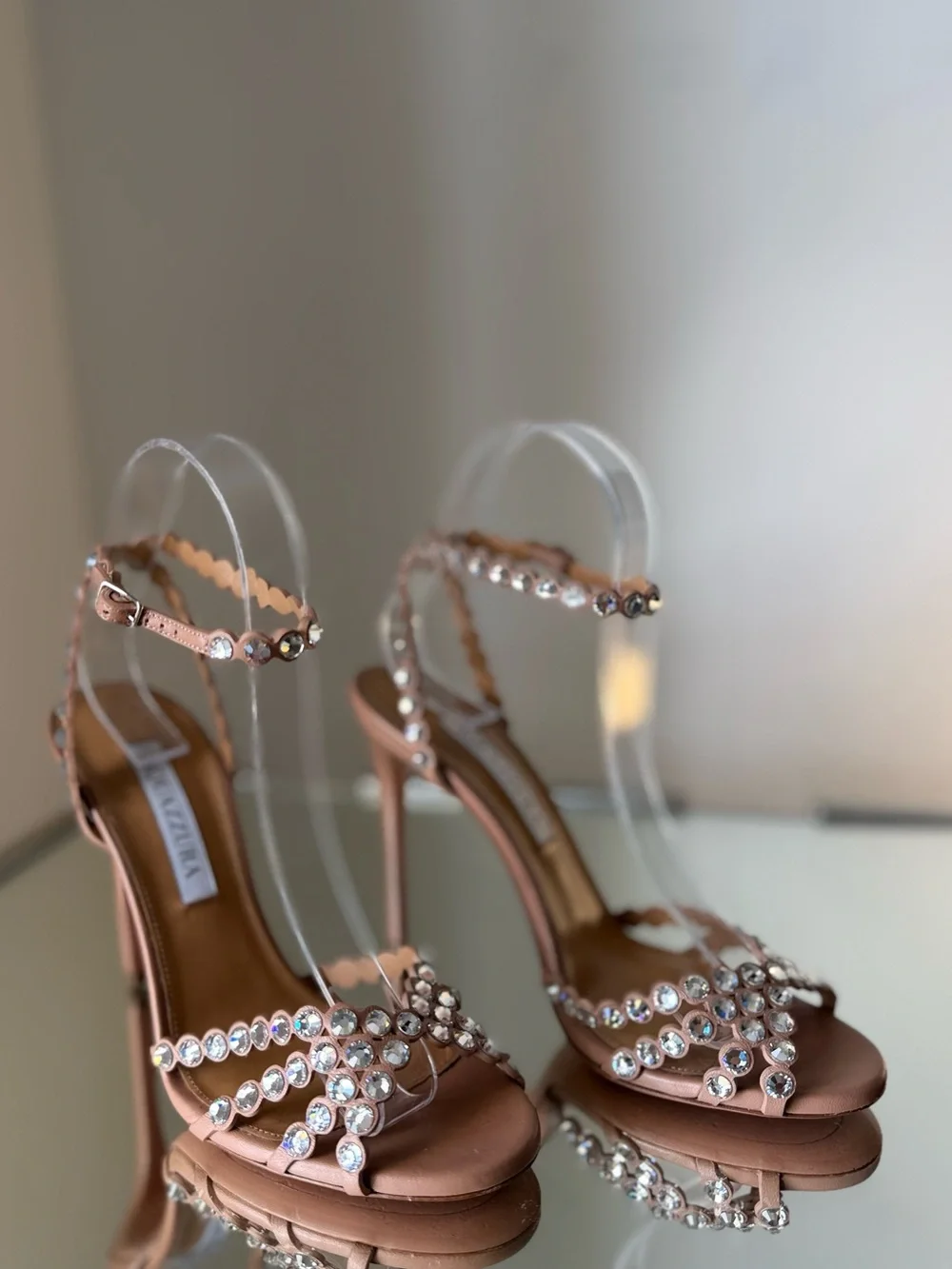 Like New AQUAZZURA Tequila 105 Blush Leather Sandals $1,630 37